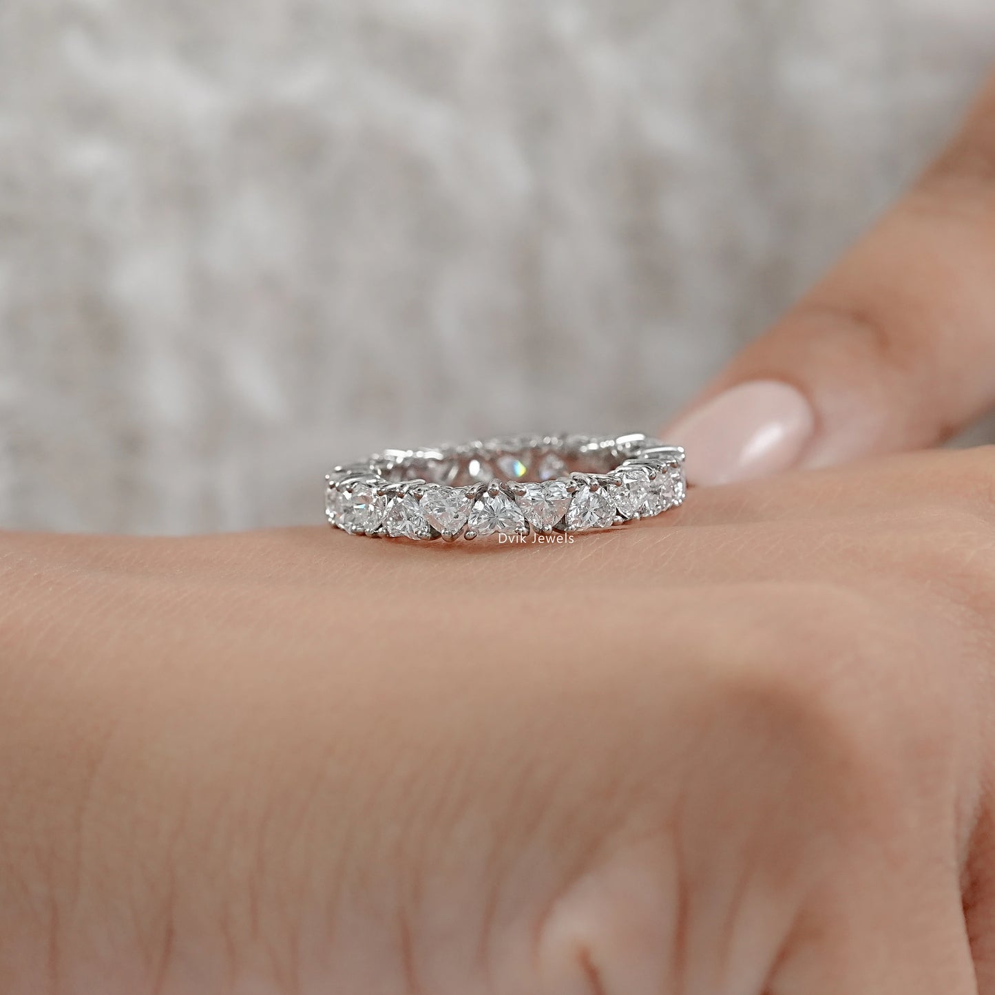 Heart Cut Lab Diamond Full Eternity Band