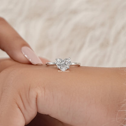 Tulip Hidden Halo Heart Diamond Solitaire Ring