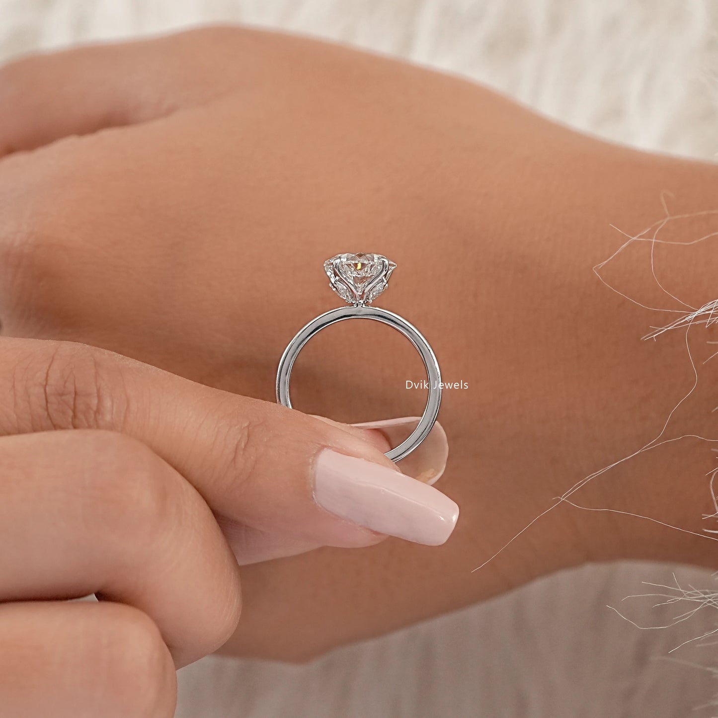 Tulip Hidden Halo Heart Diamond Solitaire Ring Ring