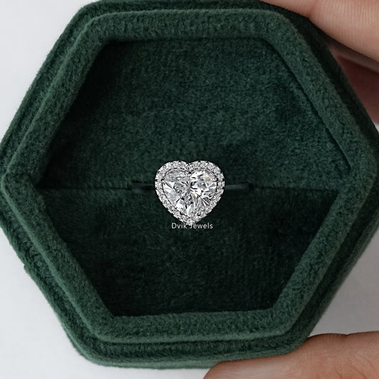 Heart Shape Halo Diamond Engagement Ring