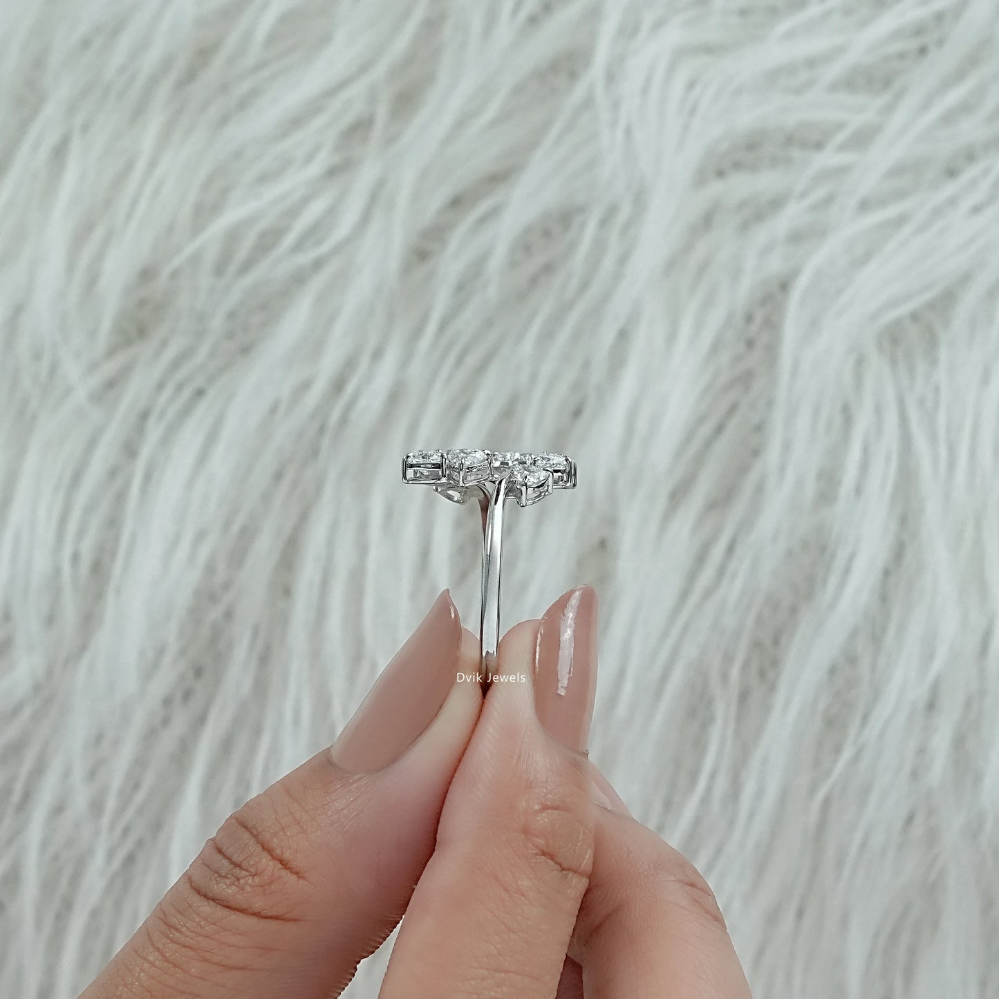 Heart Cut Lab Diamond Leaf Wrap Open Ring