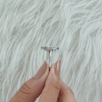 Heart Cut Lab Diamond Leaf Wrap Open Ring