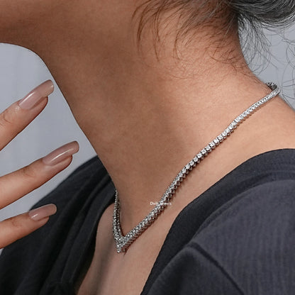 Round And Heart Cut Lab Diamond Tennis Necklace