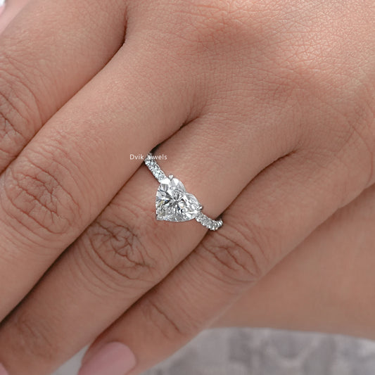 Heart Cut Solitaire Accent Engagement Ring