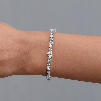 Heart And Round Lab Diamond Tennis Bracelet