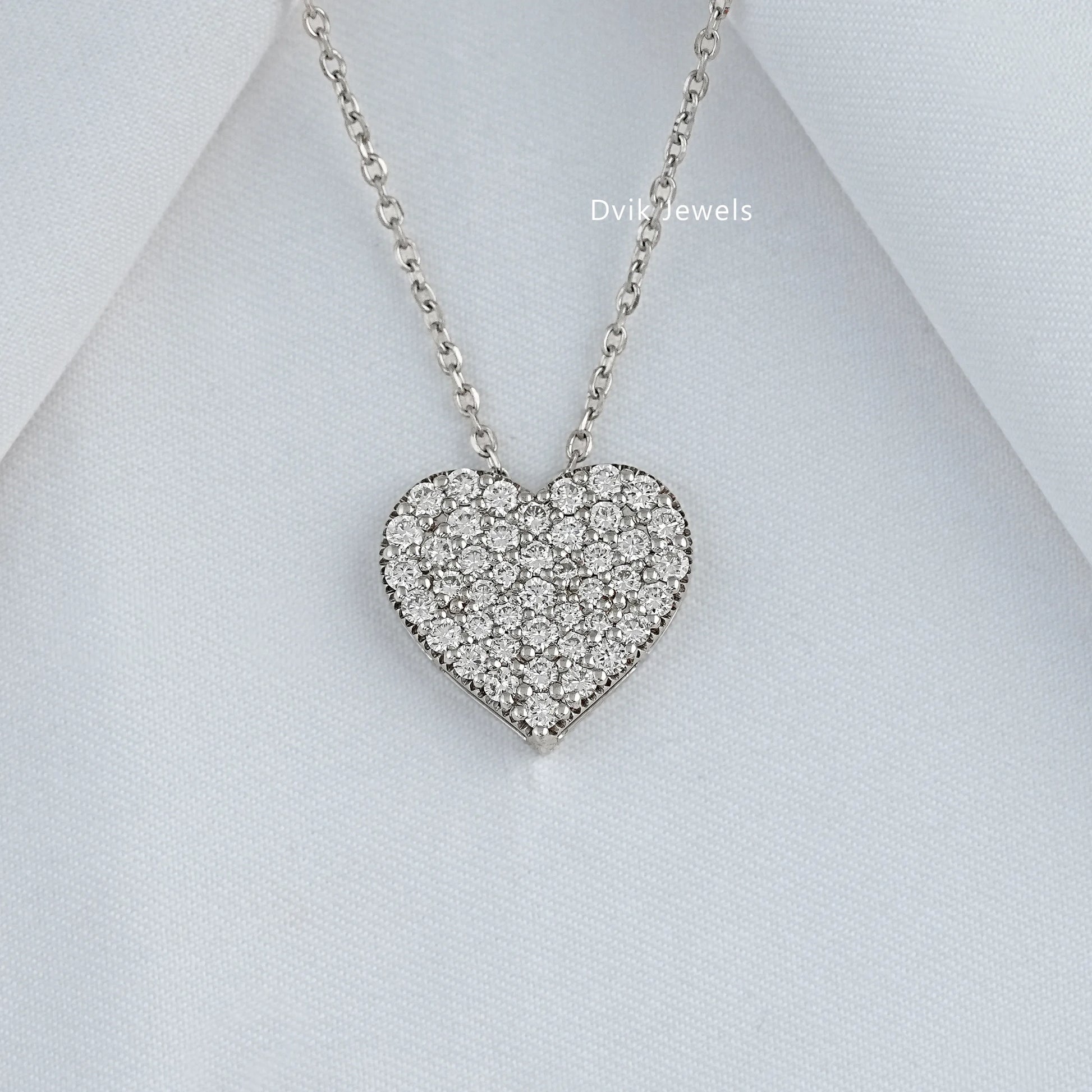 Pave Set Round Heart Diamond Pendant Pendant