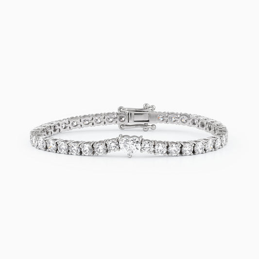 Heart And Round Lab Diamond Tennis Bracelet Bracelet