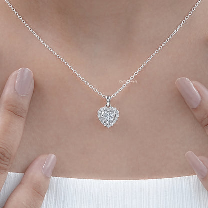 Heart Shape Lab Diamond Halo Pendant