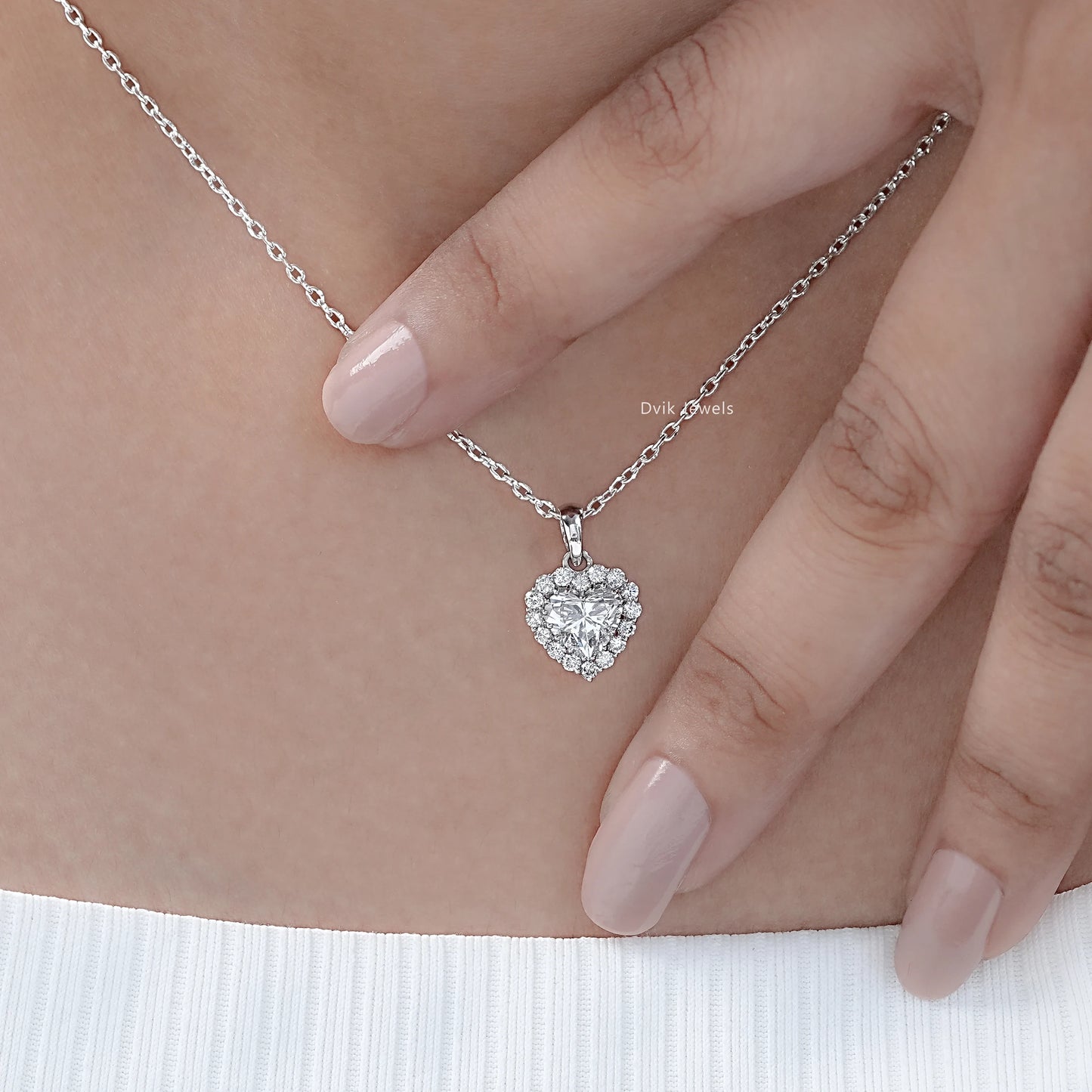 Heart Shape Lab Diamond Halo Pendant