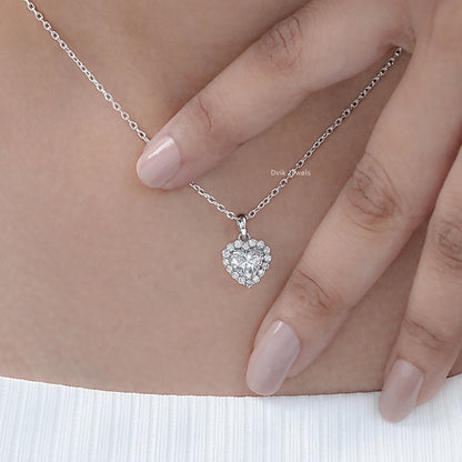 Heart Shape Lab Diamond Halo Pendant