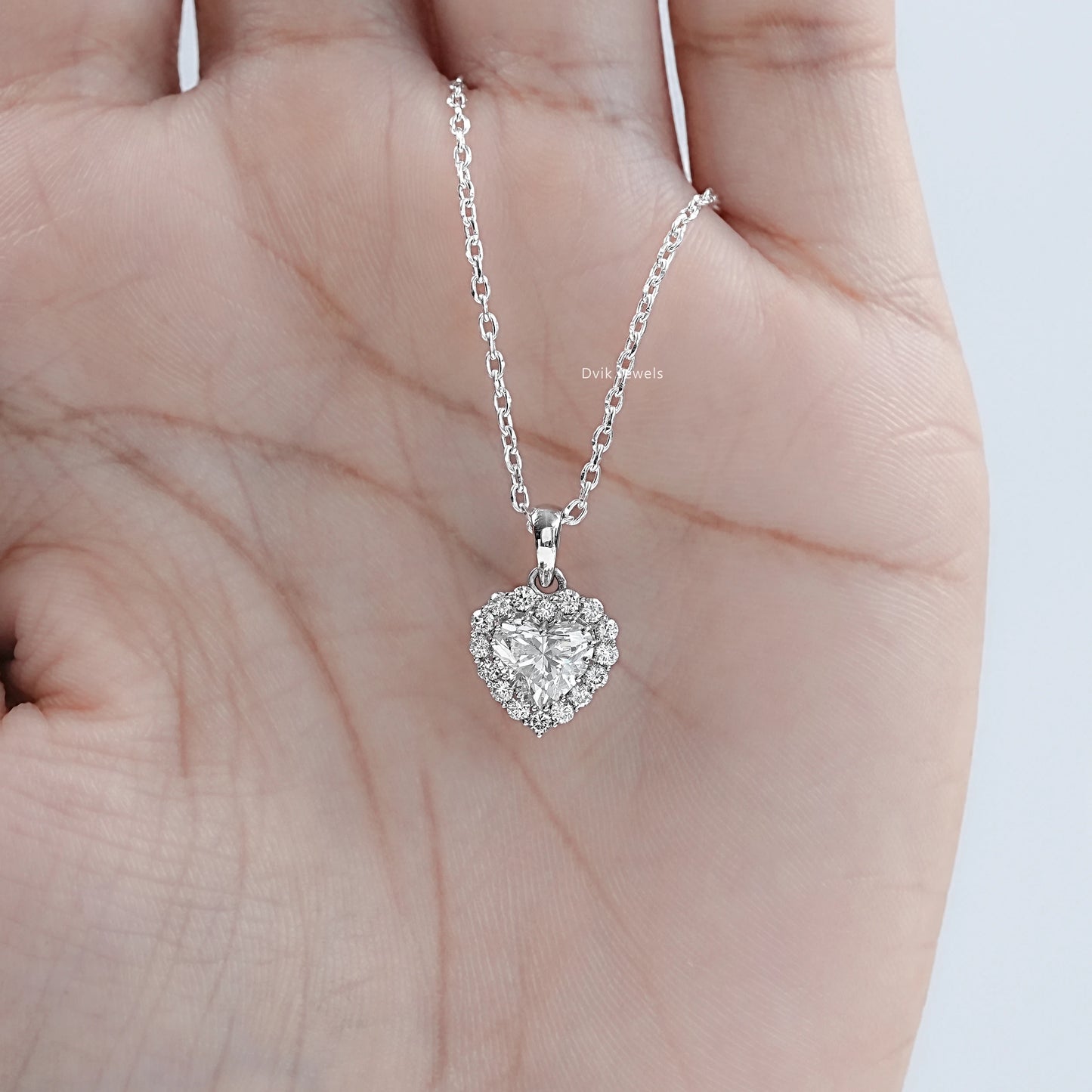 Heart Shape Lab Diamond Halo Pendant