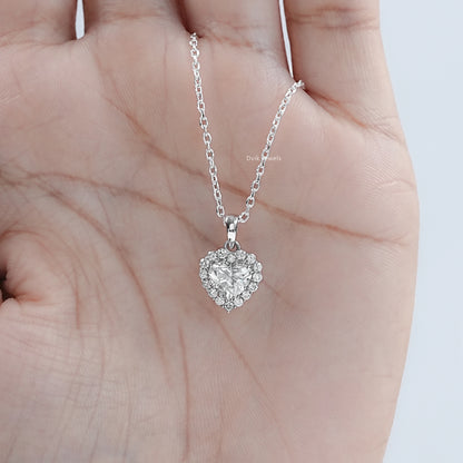 Heart Shape Lab Diamond Halo Pendant