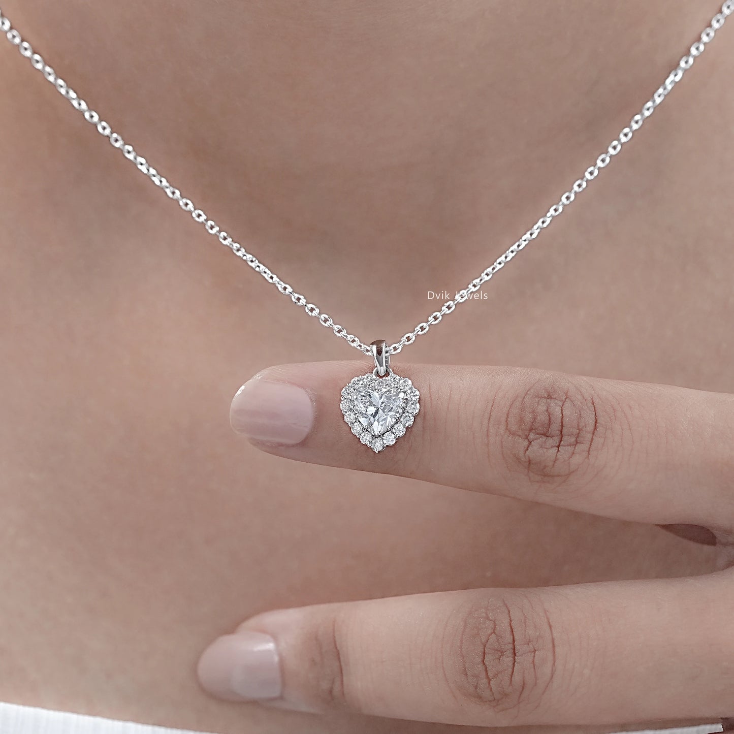 Heart Shape Lab Diamond Halo Pendant