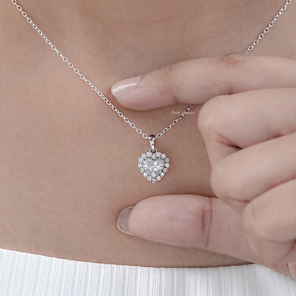 Heart Shape Lab Diamond Halo Pendant
