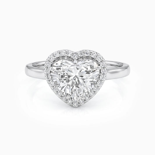 Heart Shape Halo Diamond Engagement Ring Ring