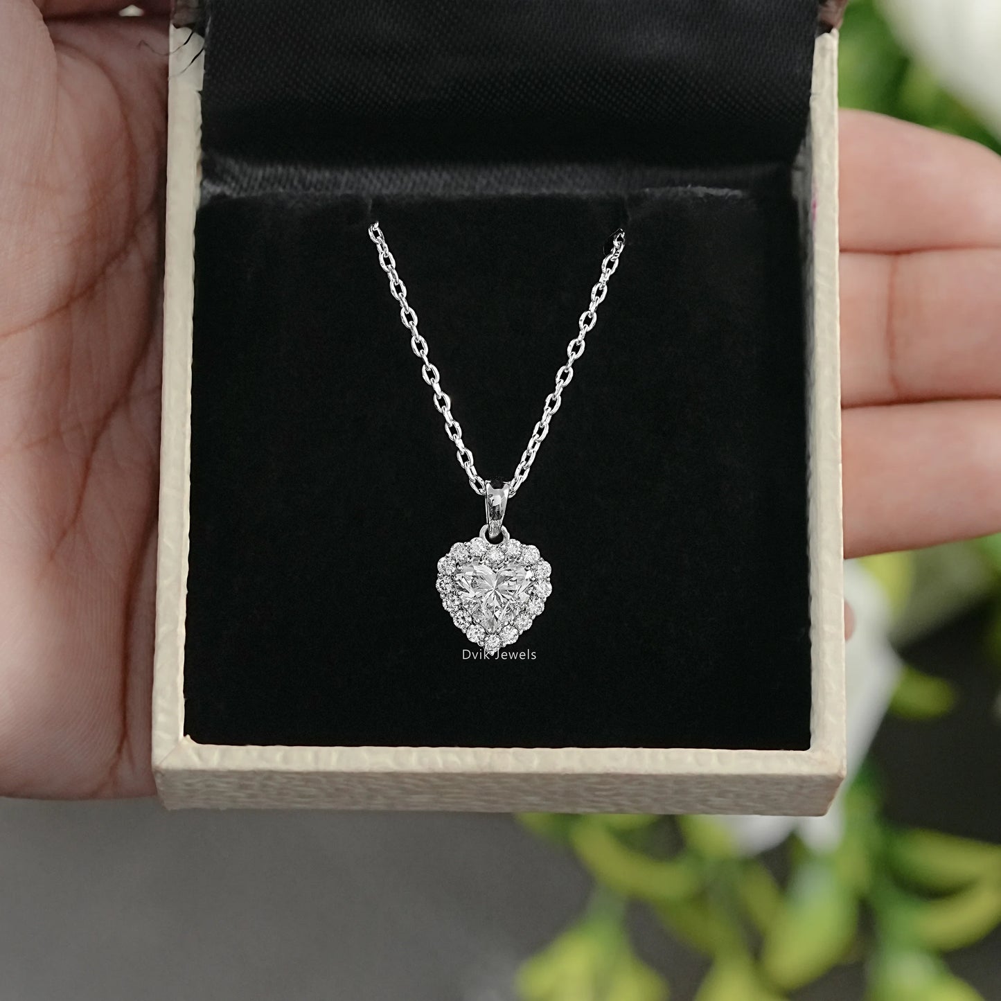 Heart Shape Lab Diamond Halo Pendant