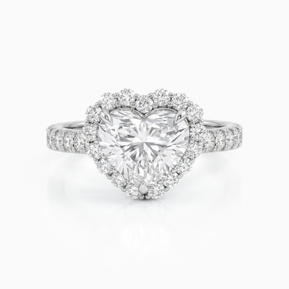Heart Cut Lab Diamond Halo Engagement Ring Ring