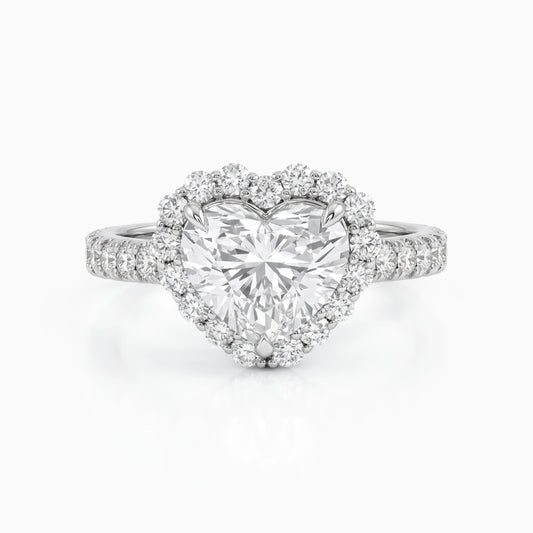 Heart Cut Lab Diamond Halo Engagement Ring