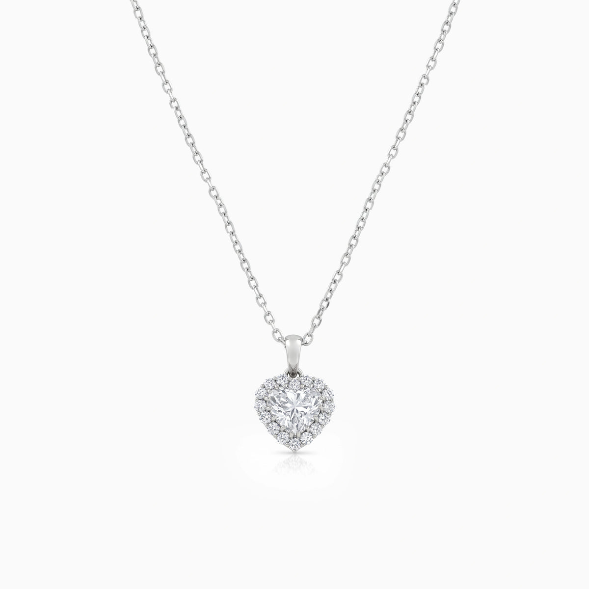 Heart Shape Lab Diamond Halo Pendant Necklace