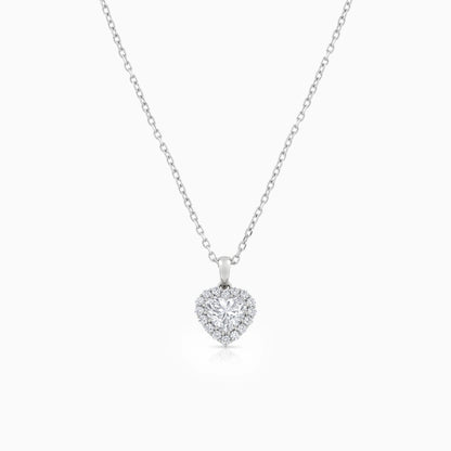 Heart Shape Lab Diamond Halo Pendant Necklace