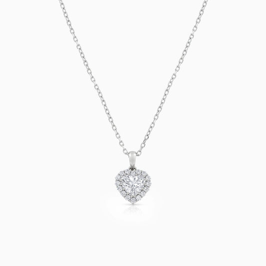Heart Shape Lab Diamond Halo Pendant Necklace