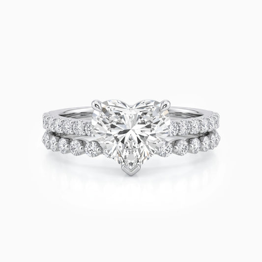 Heart Cut Lab Diamond Wedding Ring Set Bridal Ring Set