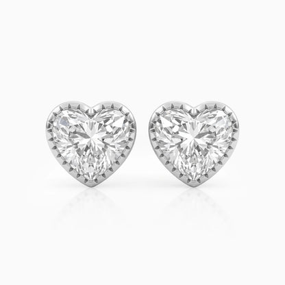 Heart Cut Lab Diamond Milgrain Set Stud Earrings Earrings