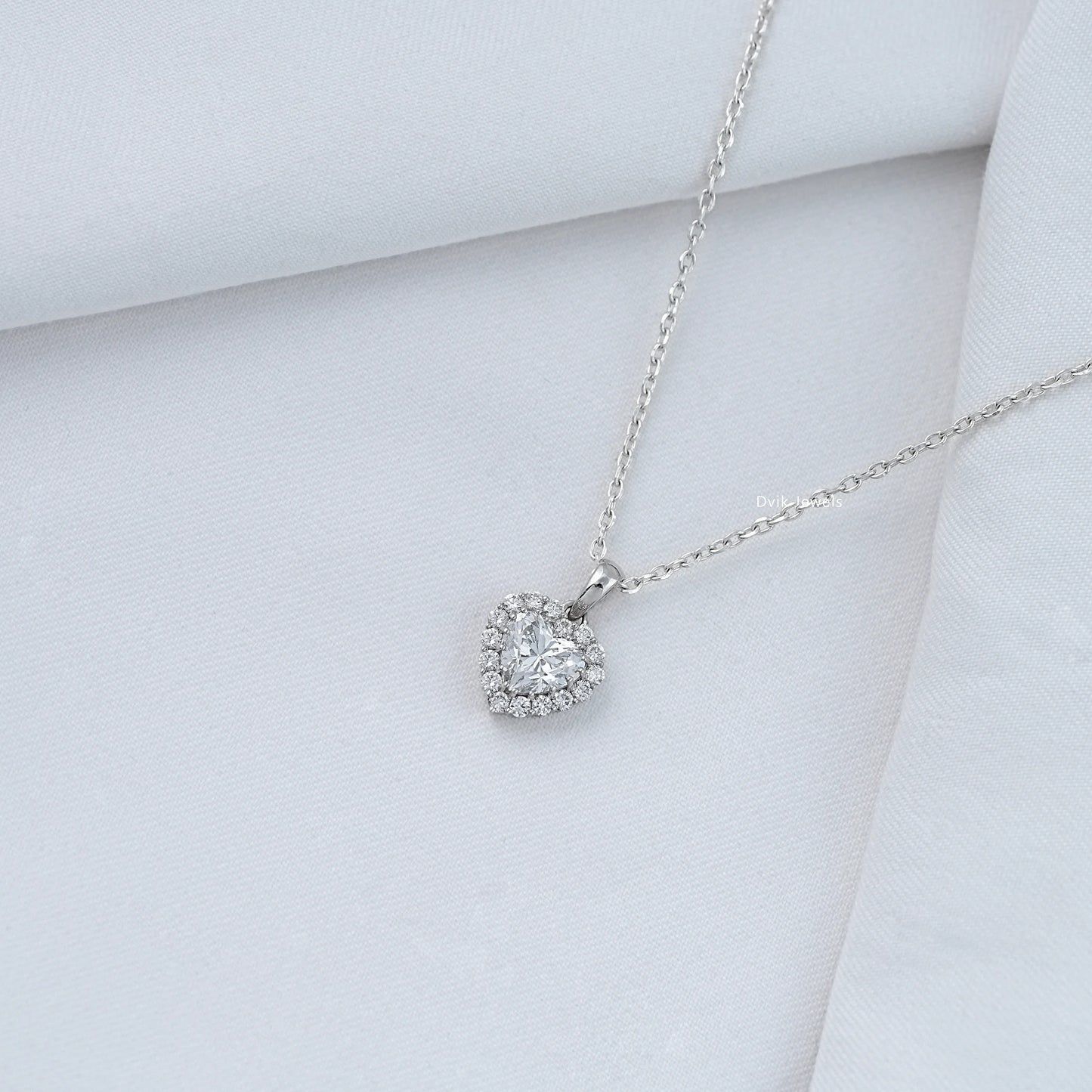 Heart Shape Lab Diamond Halo Pendant