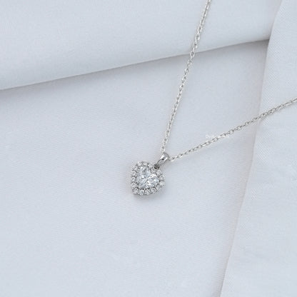Heart Shape Lab Diamond Halo Pendant