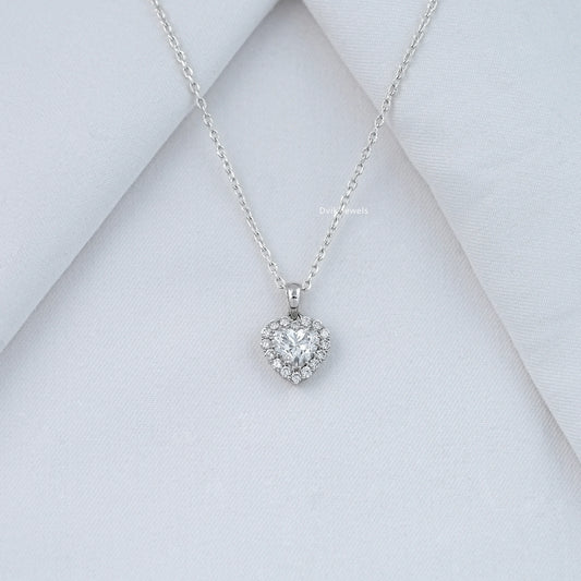 Heart Shape Lab Diamond Halo Pendant
