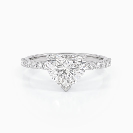 Heart Cut Solitaire Accent Engagement Ring