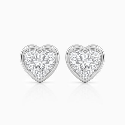 Heart Shaped Lab Diamond Bezel Set Stud Earrings Earrings