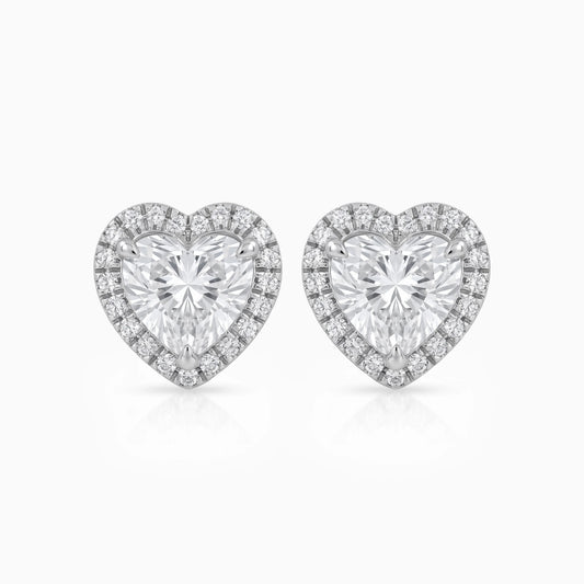 Heart Shaped Lab Diamond Halo Stud Earrings