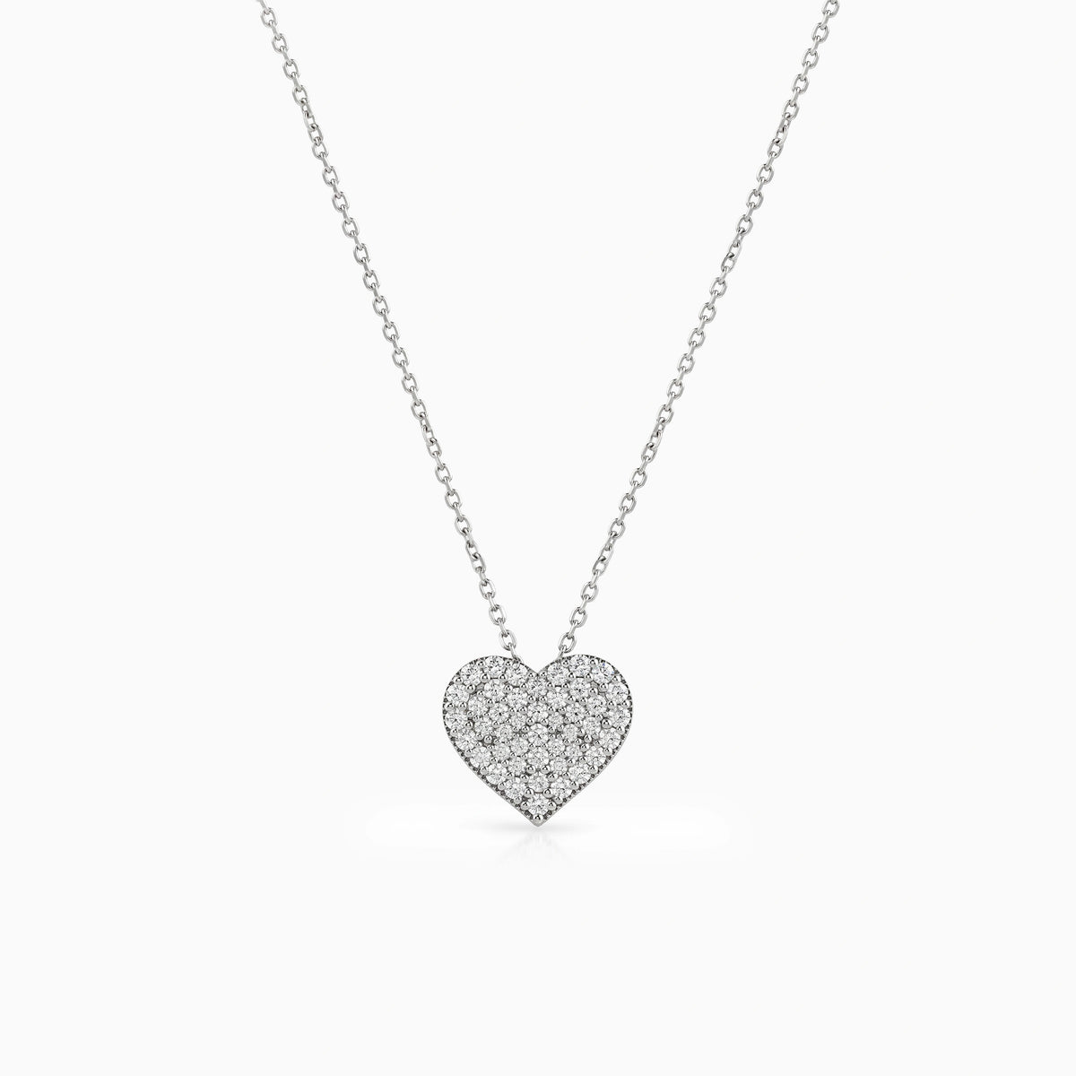 Pave Set Round Heart Diamond Pendant Pendant