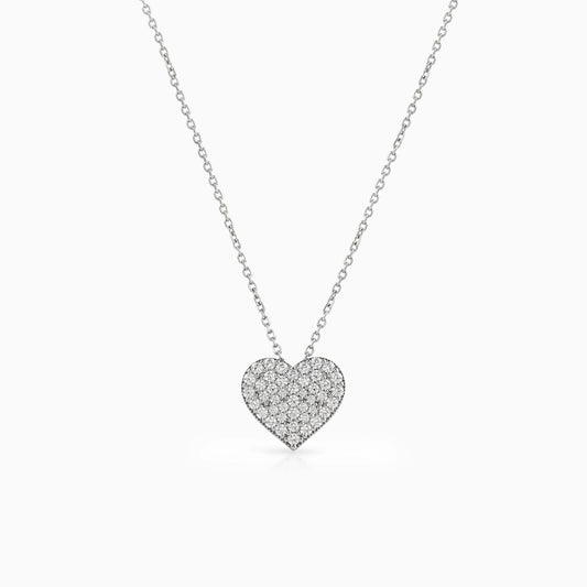 Pave Set Round Heart Diamond Pendant Pendant