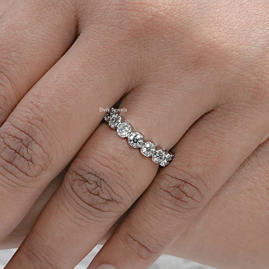 Hexagon Shape OEC Round Diamond Eternity Band