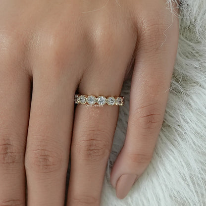 Hexagon Shape OEC Round Diamond Eternity Band