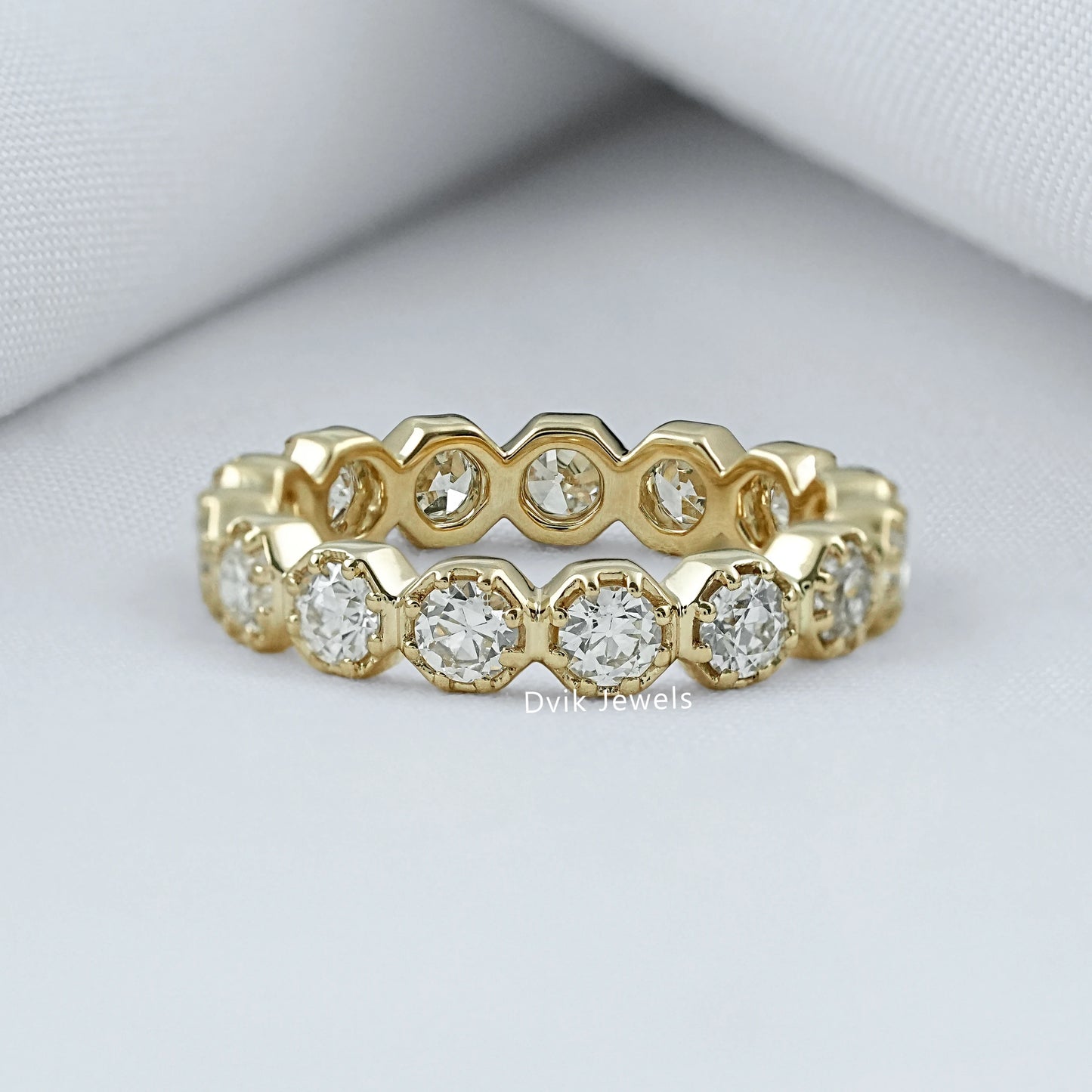 Hexagon Shape OEC Round Diamond Eternity Band