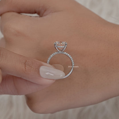Round Cut Diamond Hidden Halo Bridge Accent Ring
