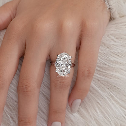 Hidden Halo Oval Diamond Split Shank Ring