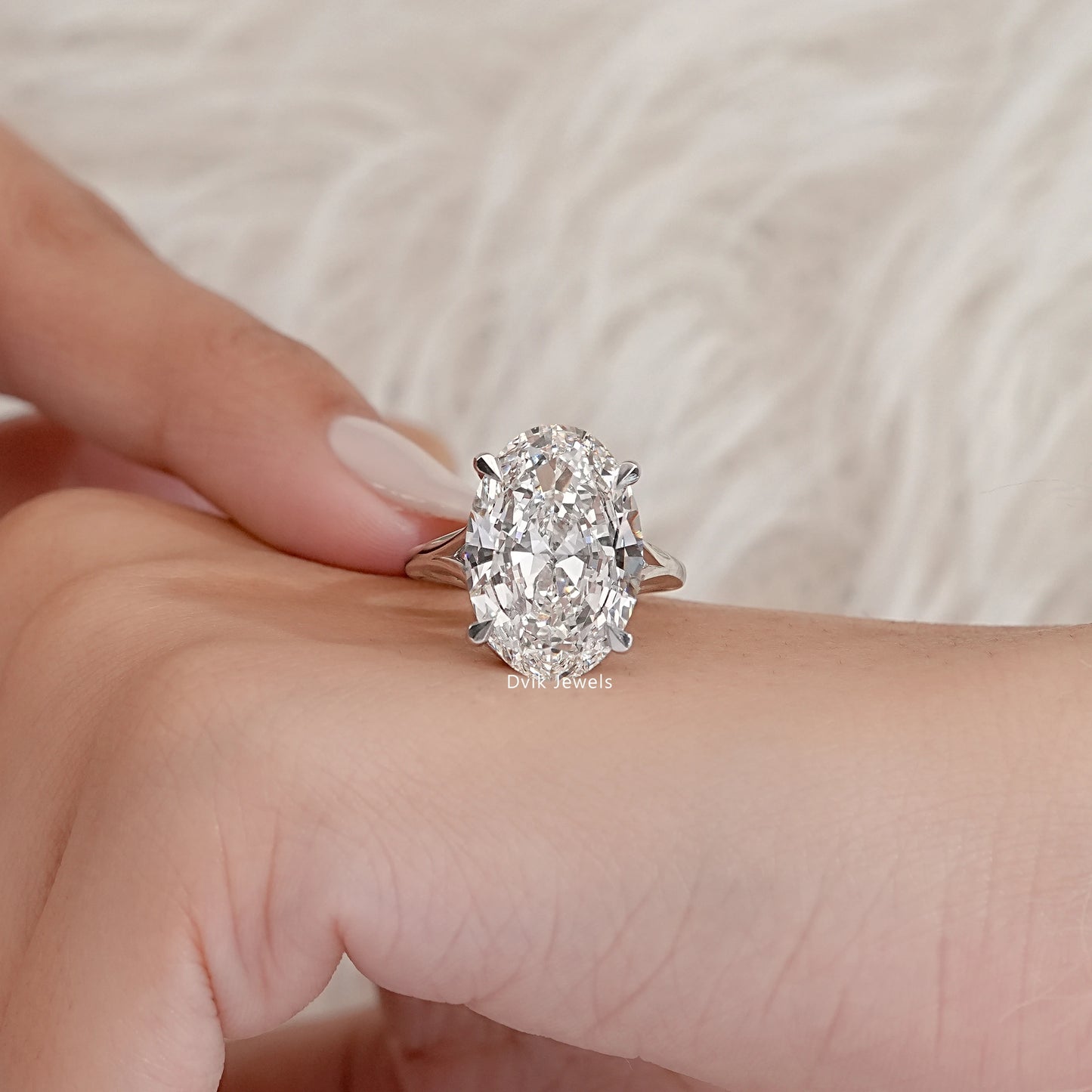 Hidden Halo Oval Diamond Split Shank Ring