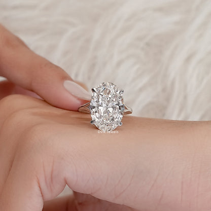 Hidden Halo Oval Diamond Split Shank Ring