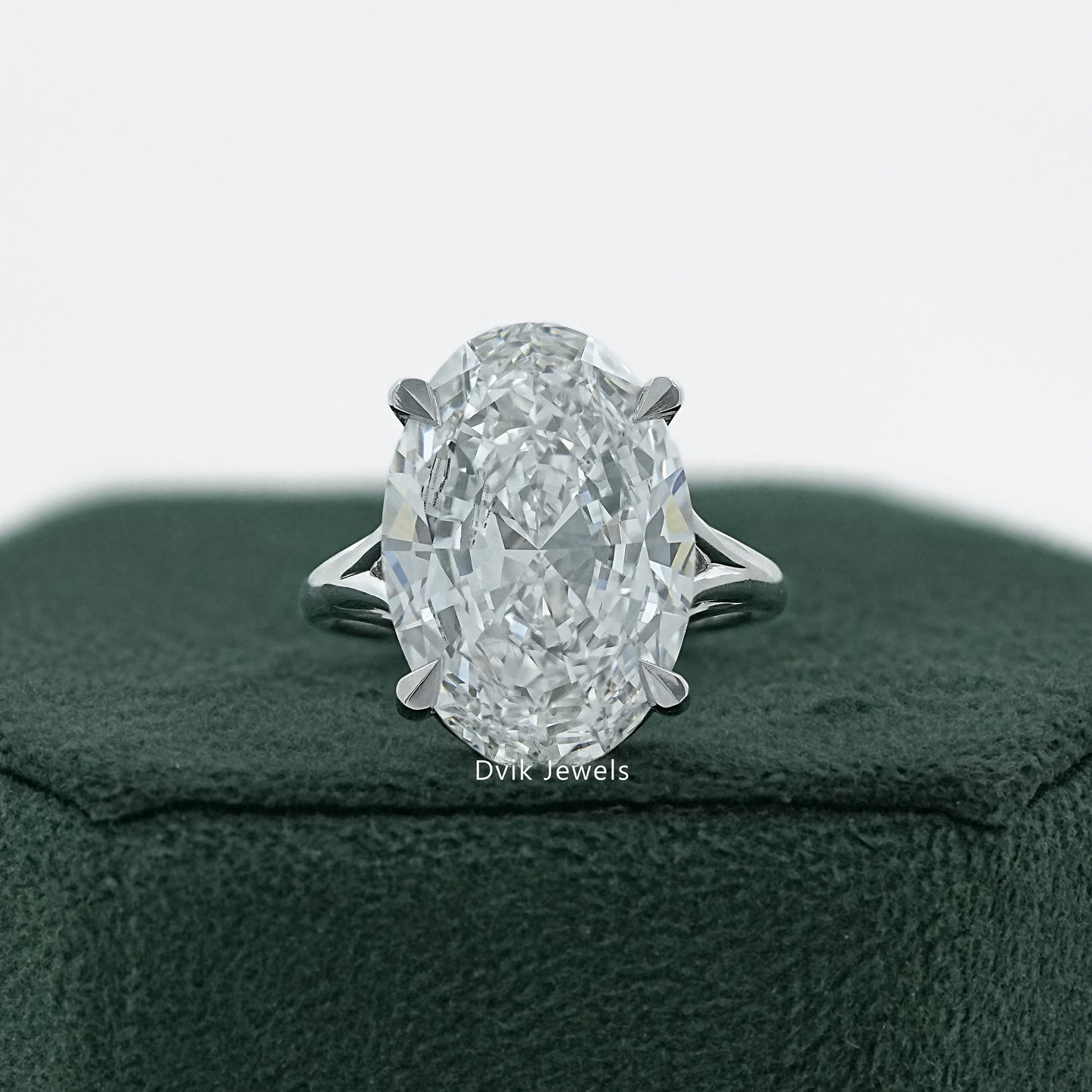 Hidden Halo Oval Diamond Split Shank Ring