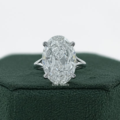 Hidden Halo Oval Diamond Split Shank Ring