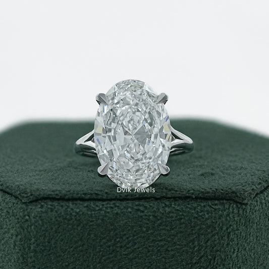 Hidden Halo Oval Diamond Split Shank Ring