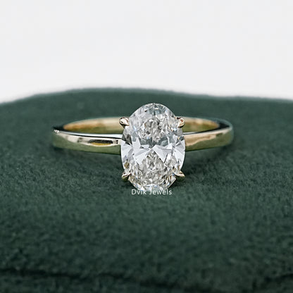 Hidden Halo Oval Lab Grown Diamond Solitaire Ring Ring