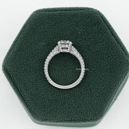 Pave Set Round Cut Lab Diamond Hidden Halo Ring