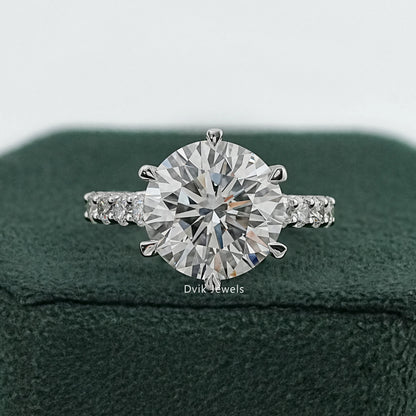 Round Lab Diamond Hidden Halo Cross Gallery Accent Ring Ring
