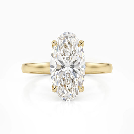 Hidden Halo Moval Cut Lab Diamond Engagement Ring Ring