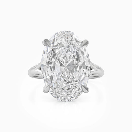 Hidden Halo Oval Diamond Split Shank Ring